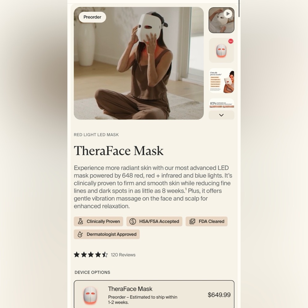 Therabody TheraFace Red light LED mask